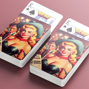 Vintage Western Pulp Girl Poker Cards