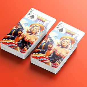 Vintage Western Pulp Girl Poker Cards