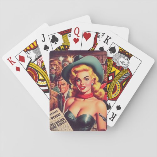 Vintage Western Pulp Girl Poker Cards