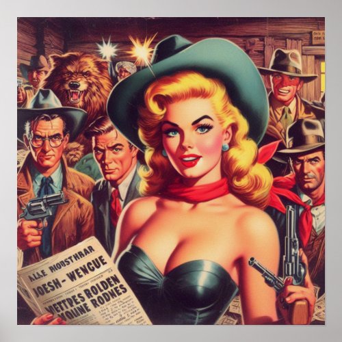 Vintage Western Pulp Girl