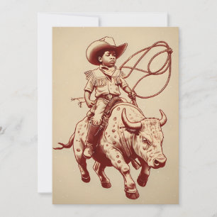 Vintage Western Ride Proud Little Cowboy Invitation