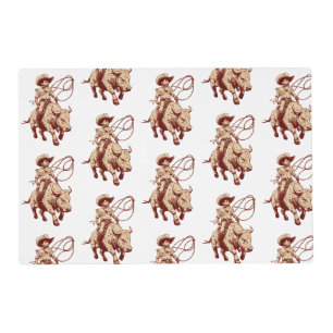 Vintage Western Ride Proud Little Cowboy Placemat