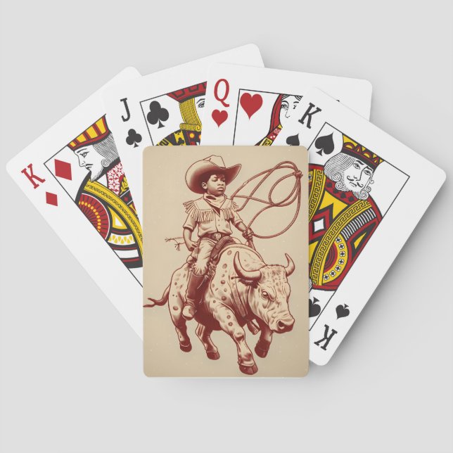 Vintage Western Ride Proud Little Cowboy Poker Cards (Back)