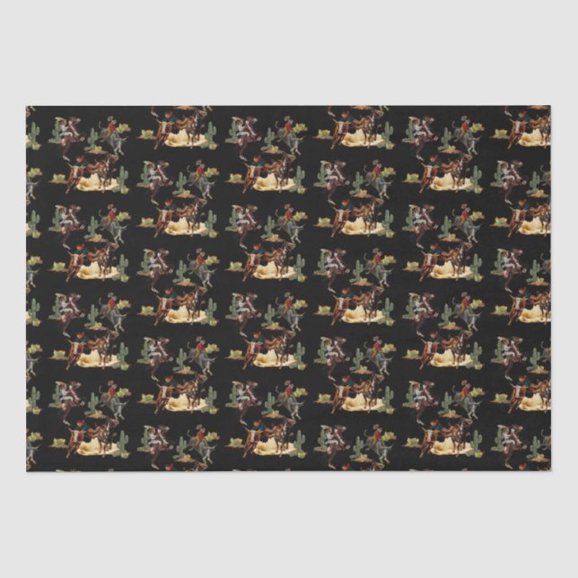 Vintage Western Rodeo Events Cowboy Cowgirl  Tissue Paper (Front)