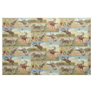 Vintage Western Rodeo Events Cowboys Horses Bulls Fabric