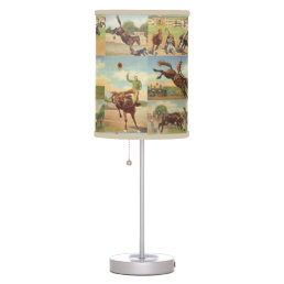 Vintage Western Rodeo Events Cowboys Horses Bulls Table Lamp