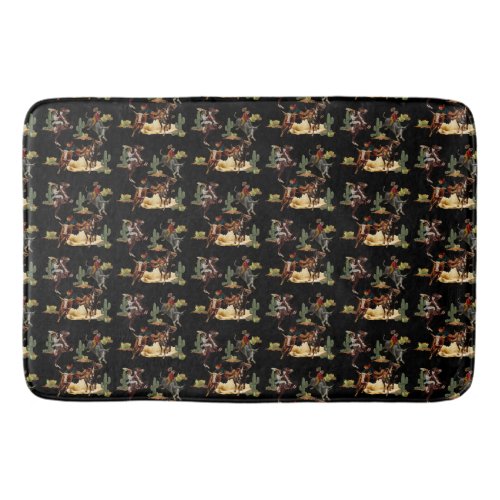 Vintage Western Rodeo Events Cowgirl Cowboy    Bath Mat