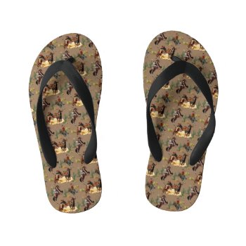 Vintage Western Rodeo Events Cowgirl Cowboy    Kid's Flip Flops by RODEODAYS at Zazzle