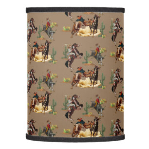 Vintage Western Rodeo Events Cowgirl Cowboy Lamp Shade
