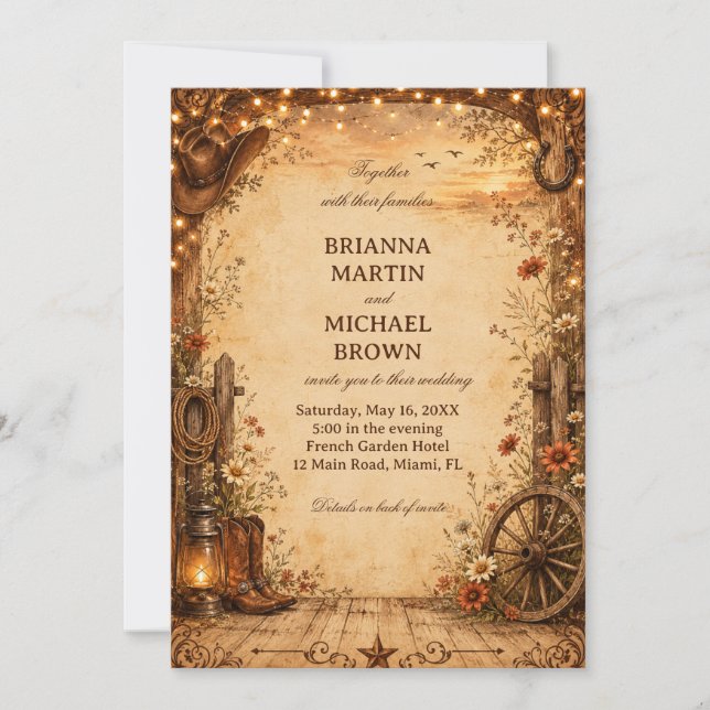 Vintage Western Rustic Invitation (Front)