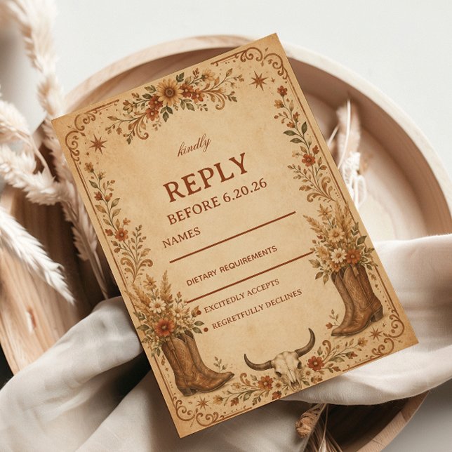 Vintage Western Rustic RSVP Card (Creator Uploaded)