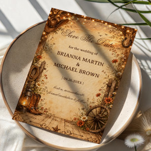 Vintage Western Rustic Save The Date
