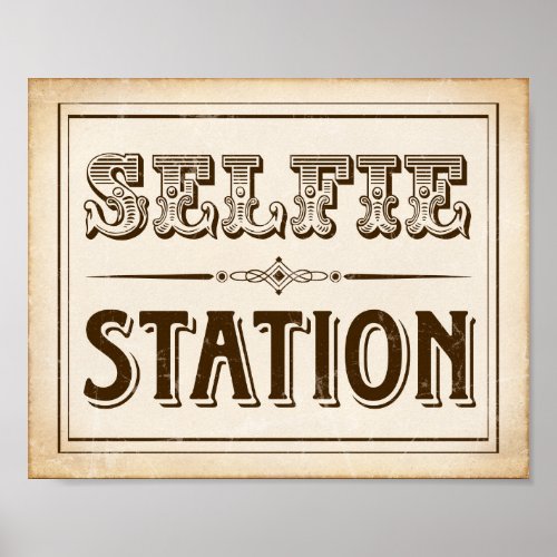 Vintage Western SELFIE STATION Sign Print