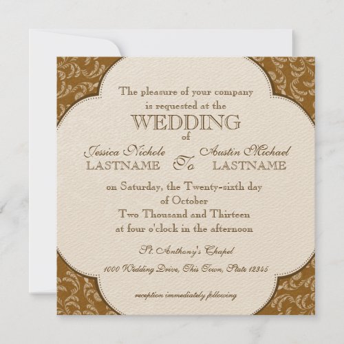 Vintage Western Style Wedding Invitation