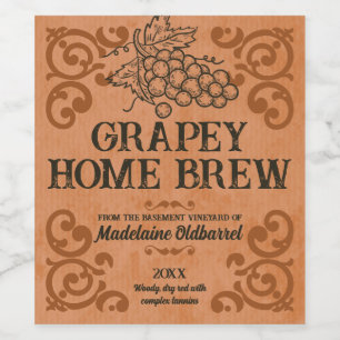 Vintage western style winemaking wedding favor wine label