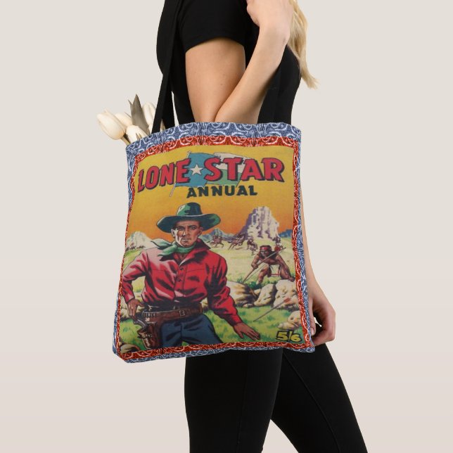 Vintage Western Texas Lone Star Cowboy Print Bag (Close Up)