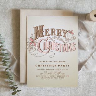 Vintage Western Typography Holiday Party Invitation