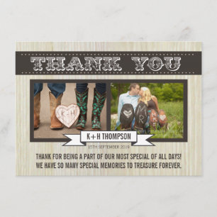 Vintage Western Wedding Thank You Photo Cards