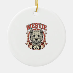 Vintage Westie Dad Dog Lover Shirt Design_1 Ceramic Ornament