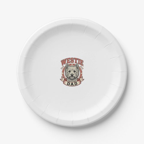 Vintage Westie Dad Dog Lover Shirt Design_1 Paper Plates