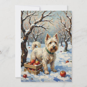 Vintage Westie in Snowy Winter Orchard Christmas Holiday Card