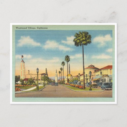 Vintage Westwood Village Los Angeles California Postcard