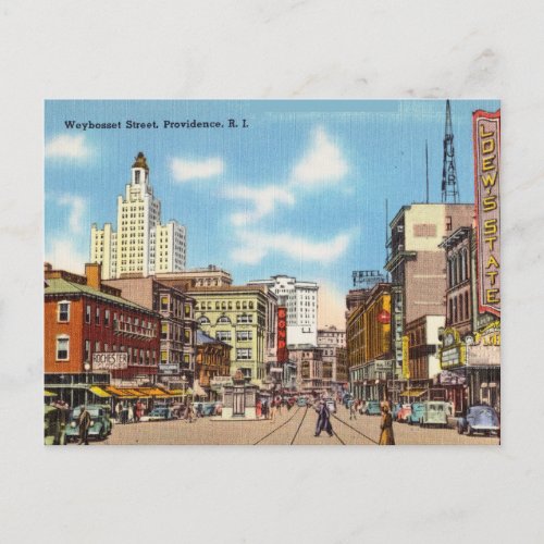 Vintage Weybosset Street Providence Rhode Island Postcard