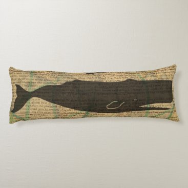 Vintage Whale Artwork Picture Nautical Body Pillow Vintage Whale Artwork Picture Nautical Body Pillow