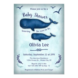Vintage Whale Baby Shower Invitation