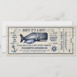 Vintage Whale, Baby Shower Ticket Invitation at Zazzle