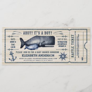 Vintage Whale  Baby Shower Ticket Invitation by MetricMod at Zazzle