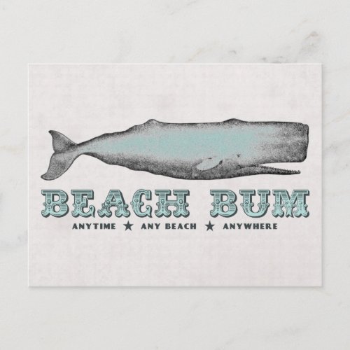 Vintage Whale Beach Bum Postcard