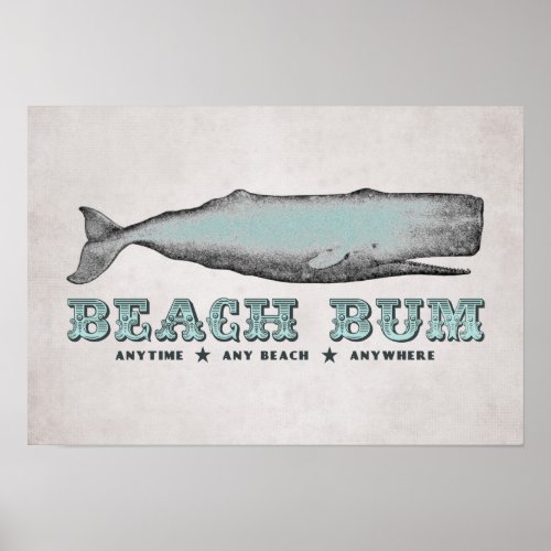 Vintage Whale Beach Bum Poster