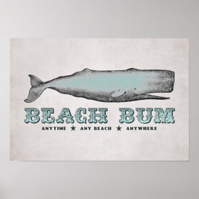 Vintage Whale Beach Bum Poster (Front)