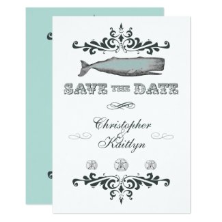 Vintage Whale Beach Wedding Save the Date Invite