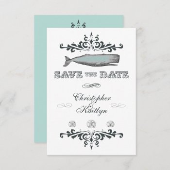 Vintage Whale Beach Wedding Save The Date Invite by TheBeachBum at Zazzle