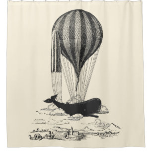 Vintage Whale Lover Illustration Shower Curtain
