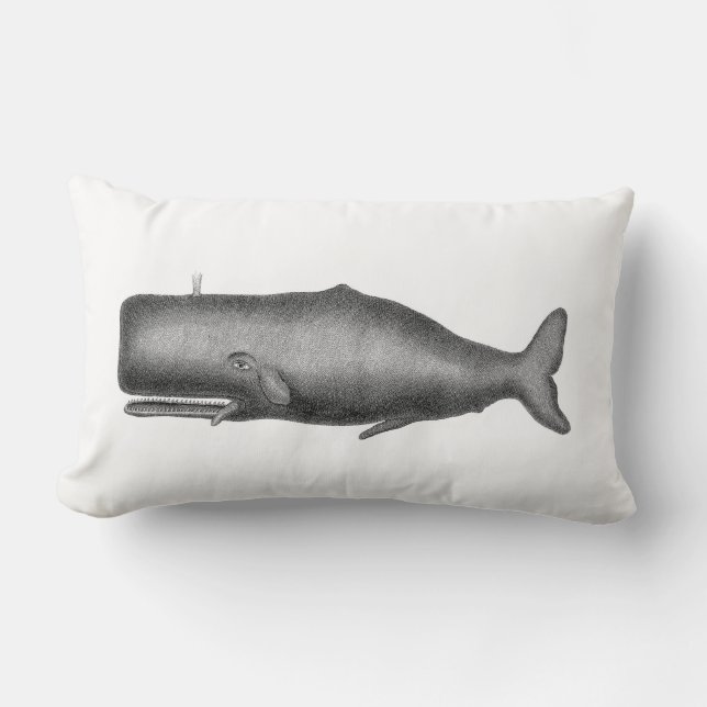 Vintage Whale Lumbar Pillow (Front)