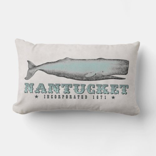 Vintage Whale Nantucket Massachusetts Inc 1671 Lumbar Pillow