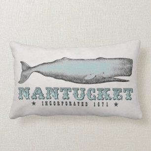 Vintage Whale Nantucket Massachusetts Inc 1671 Lumbar Pillow