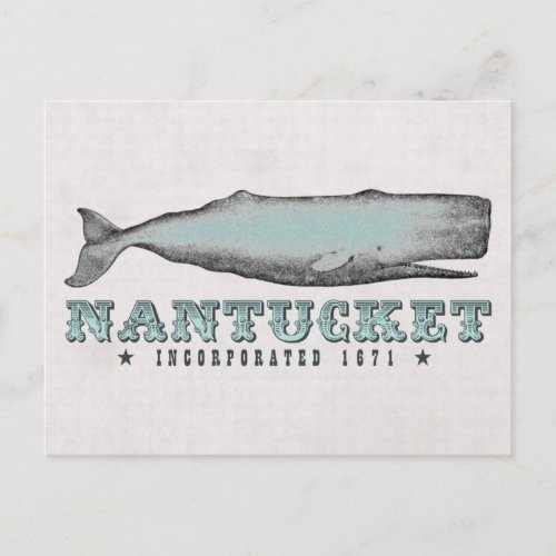 Vintage Whale Nantucket Massachusetts Inc 1671 Postcard