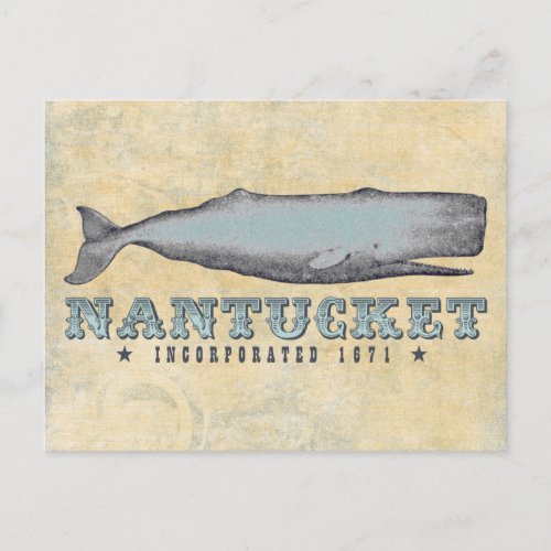 Vintage Whale Nantucket Massachusetts Inc 1671 Postcard