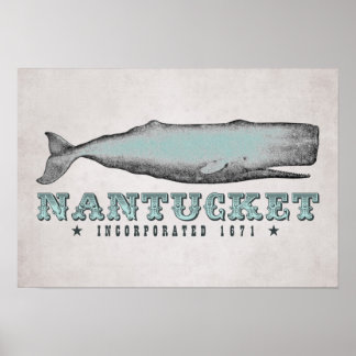 Vintage Whale Nantucket Massachusetts Inc 1671 Poster