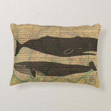 Vintage whale nautical rustic beachy accent pillow Vintage whale nautical rustic beachy accent pillow
