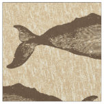 Vintage Whale Pattern Brown Fabric