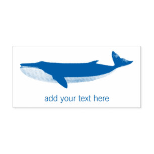 VINTAGE WHALE RUBBER STAMP WITH CUSTOMISABLE TEXT