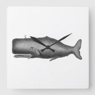 Vintage Whale Square Wall Clock