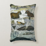 Vintage Whales, Seals and Walruses, Marine Animals Accent Pillow