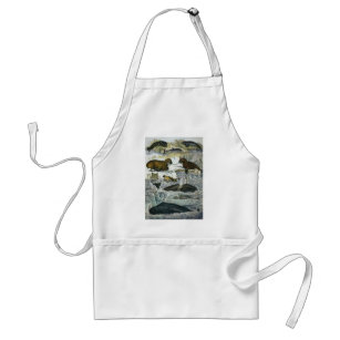 Vintage Whales, Seals and Walruses, Marine Animals Adult Apron