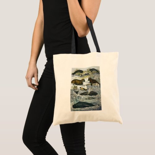 Vintage Whales Seals and Walruses Marine Animals Tote Bag